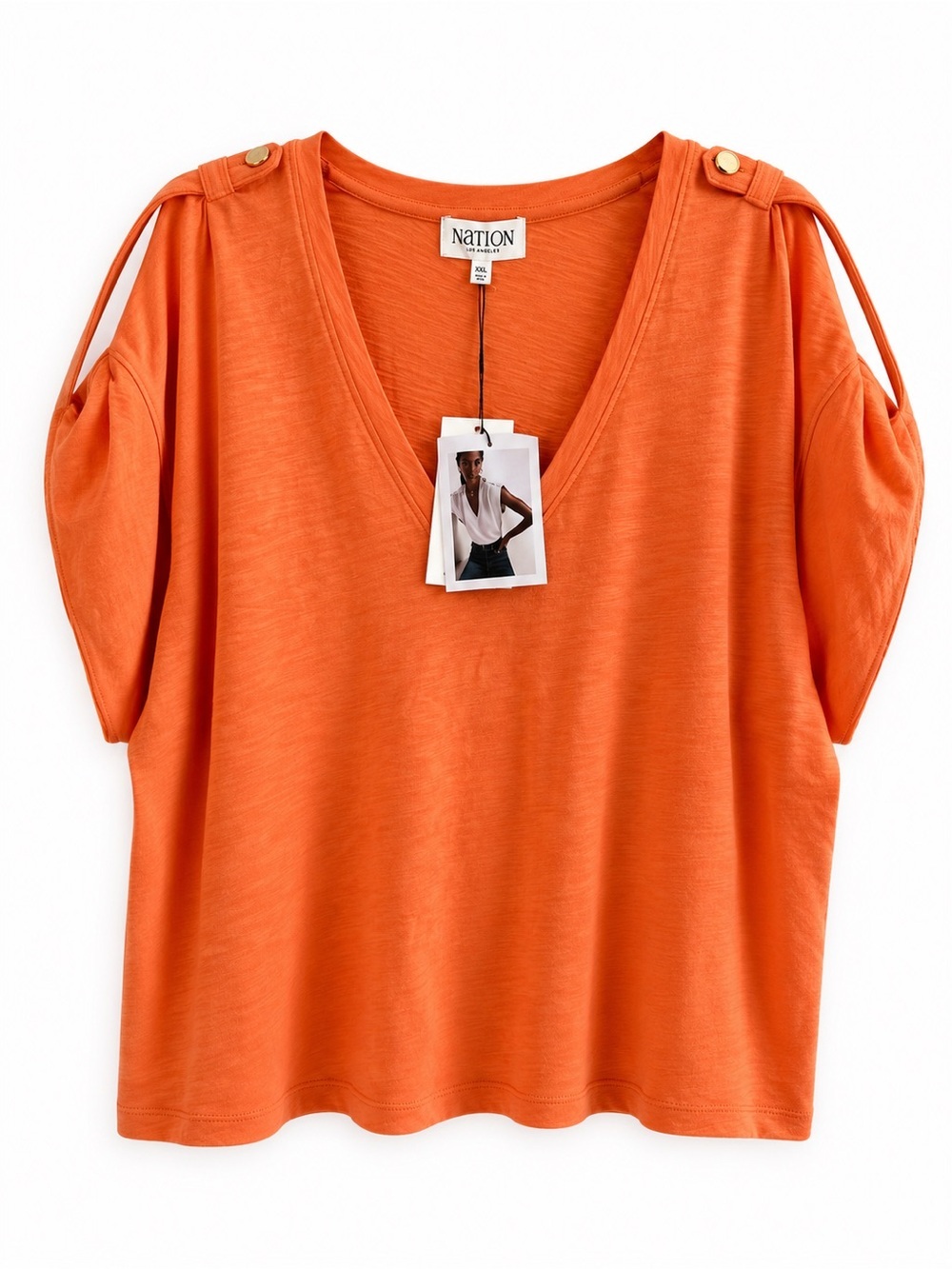 Nation Los Angeles Papaya Orange COOPER TANK XXL cotton Anthropologie cool NWT